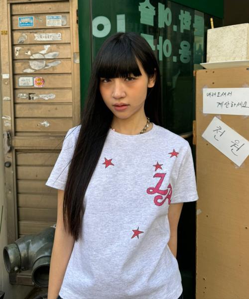 [X HOMEMANIAFAIR] LA STAR TEE_LIGHT GREY(IK2FMMT535C)