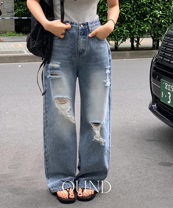모어라운드 [made/4size] 듄스 데미지 데님 와이드 팬츠 -4color (S-XL/데일리룩/데님팬츠/찢청바지/워싱팬츠/와이드팬츠/가을팬츠)