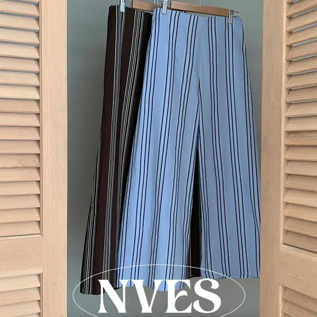 [파자마팬츠] 스트라이프 와이드 팬츠 뒷밴딩 홈웨어 이지웨어 여행룩 바캉스룩 호캉스룩 와이드핏 군살커버 줄무늬바지