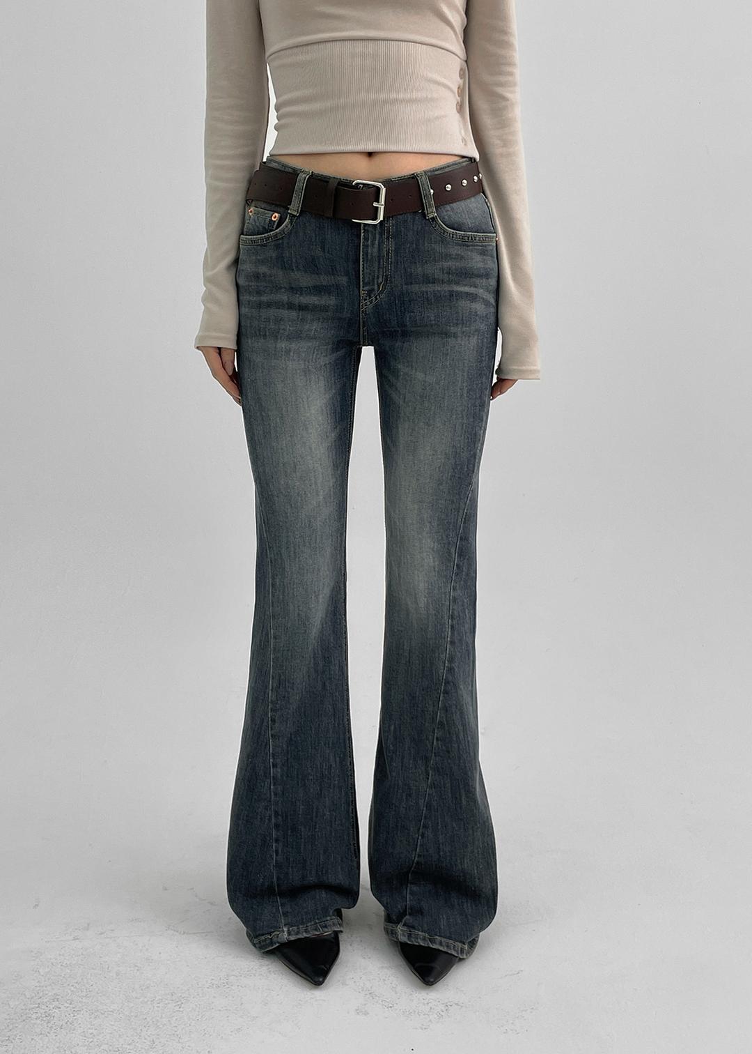 블랙업 [1천장판매] 덴키 워싱 절개 부츠컷 데님팬츠