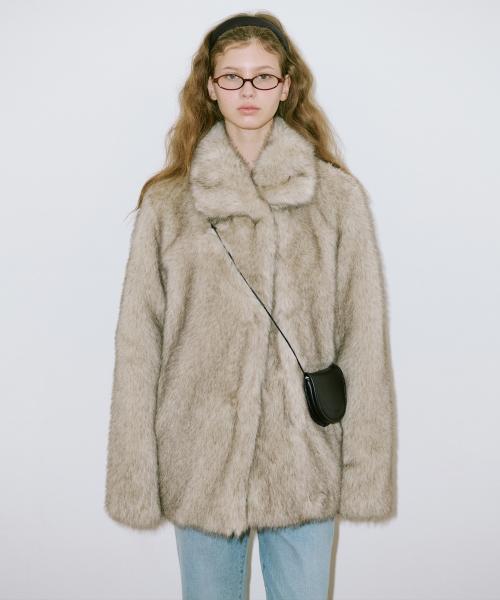 Heavy Mix Fur Jacket (Ash Brown)