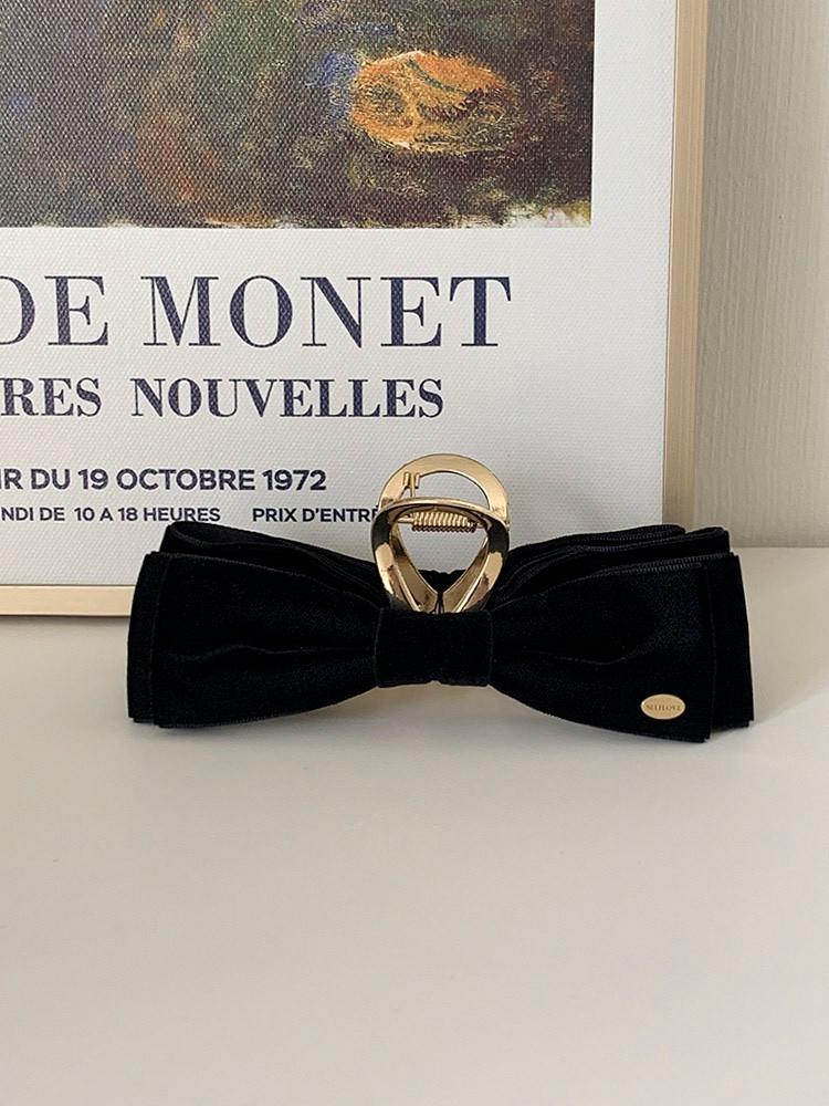 Selflove made, 벨벳 헤어바렛 - 리본 메탈 유광 여성 올림머리 집게핀