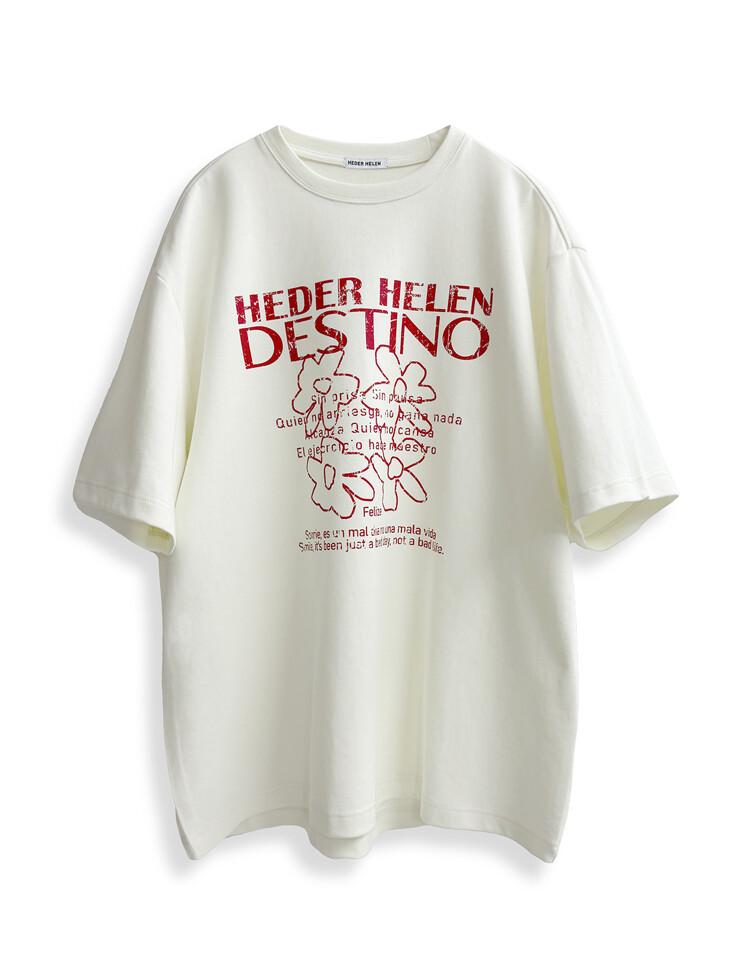 DESTINO FLOWER IVORY HALF-T