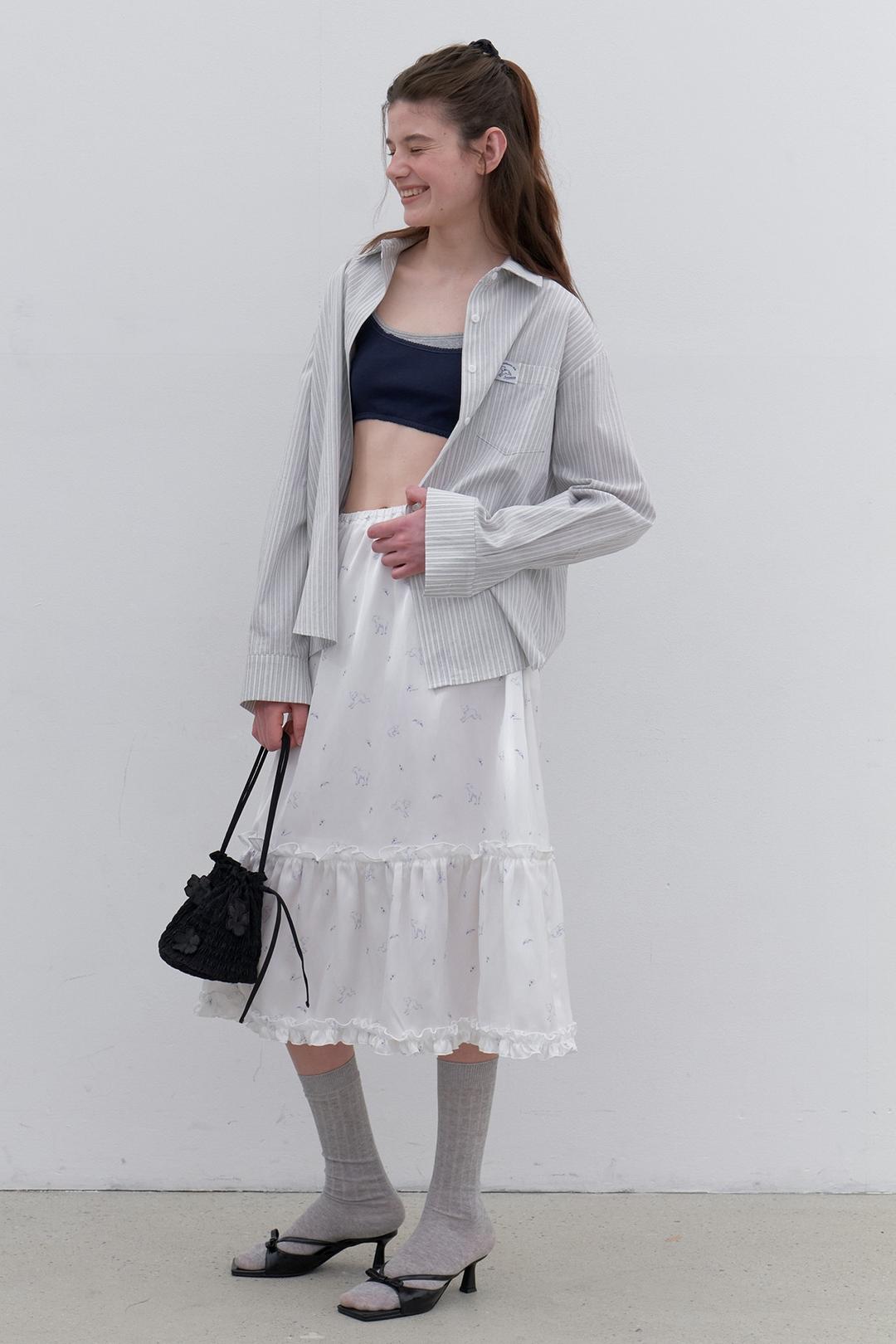 Glossy Lambie Full Skirt (White)