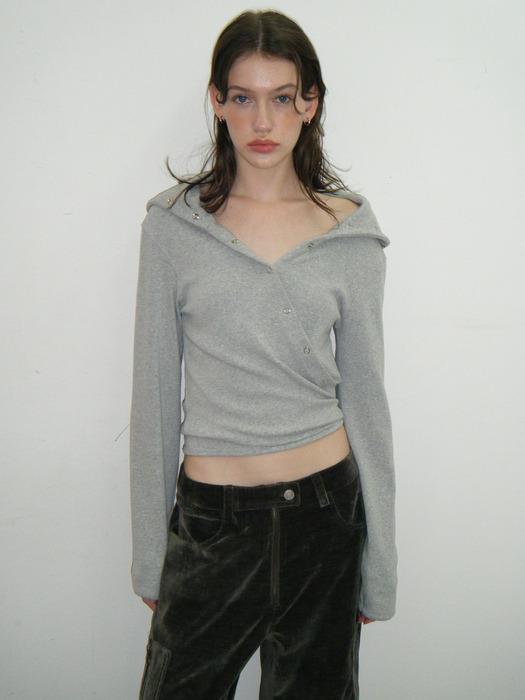 WRAP HOOD CARDIGAN / GRAY