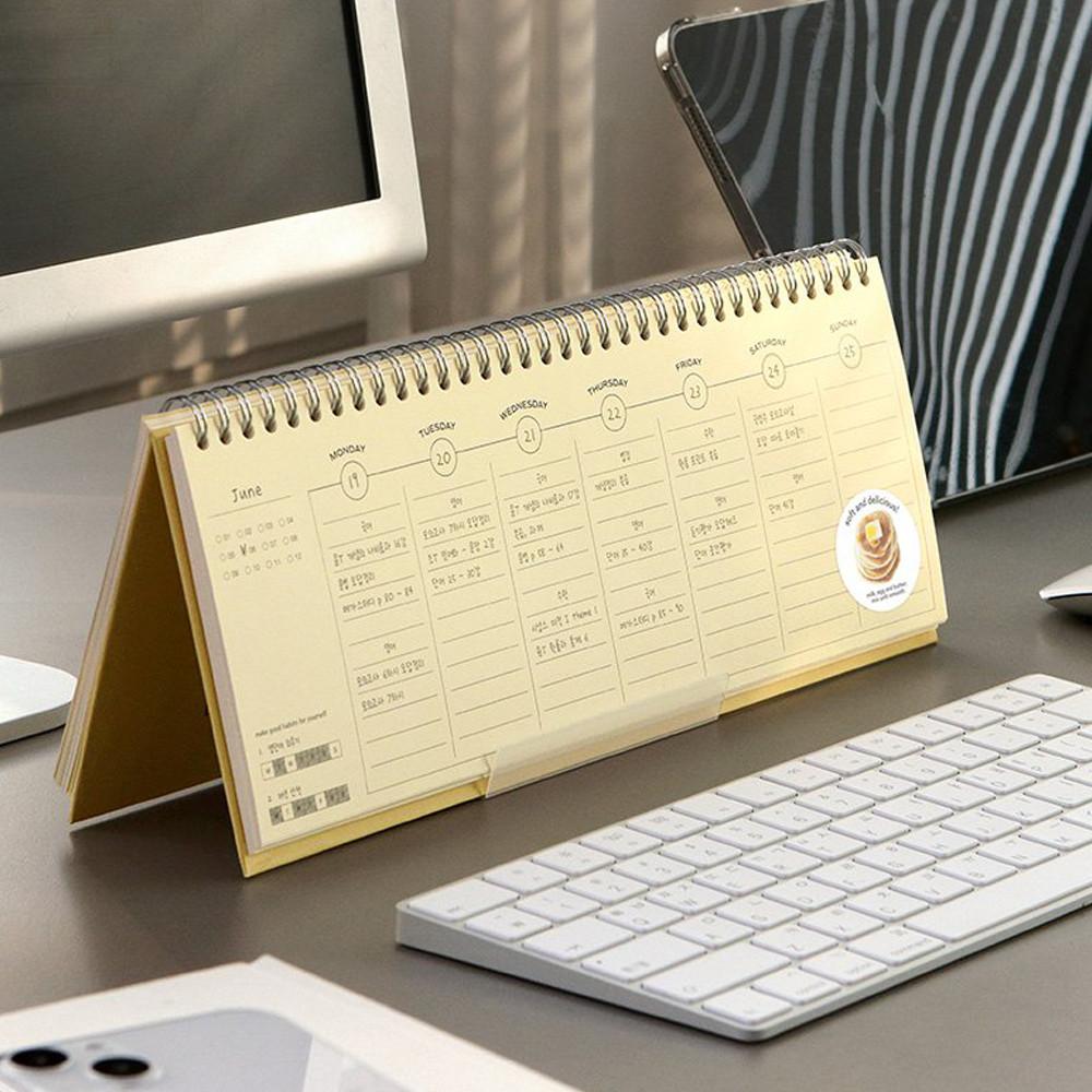 플로우 위클리 플래너 달력형 주간 다이어리 데스크 스케줄러 탁상형 스탠딩 상철 가로
