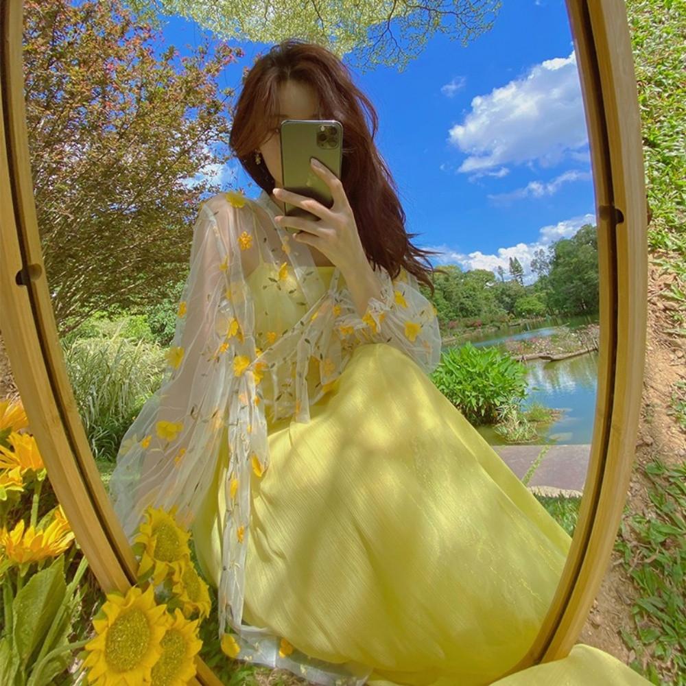 꽃무늬 가디건 롱 나시 철릭원피스