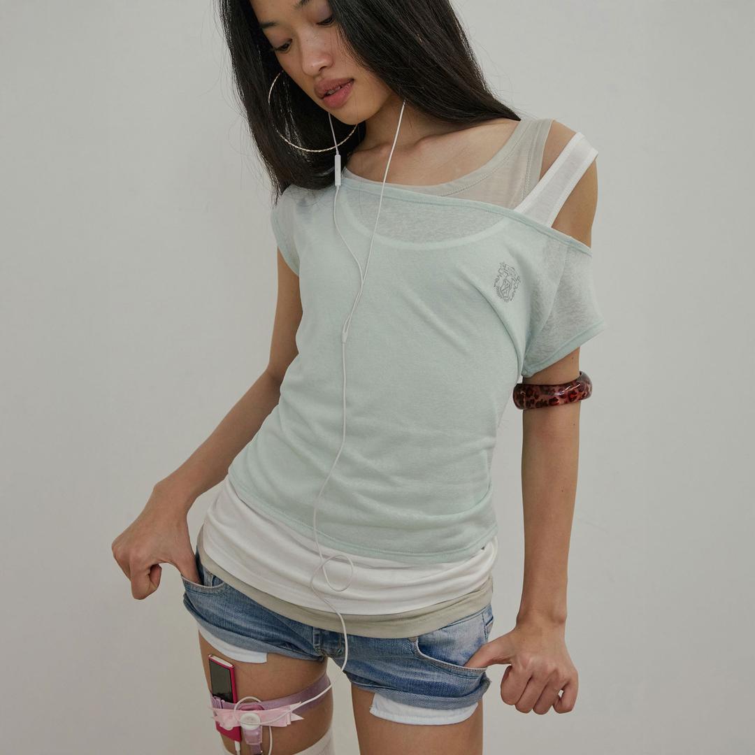 [30%쿠폰][5/21 예약배송] Lazy Sleeveless Layered Tee Mint