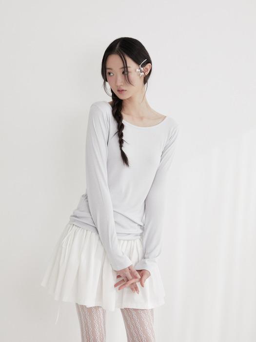 Lace strap round T-shirt (BABYBLUE)