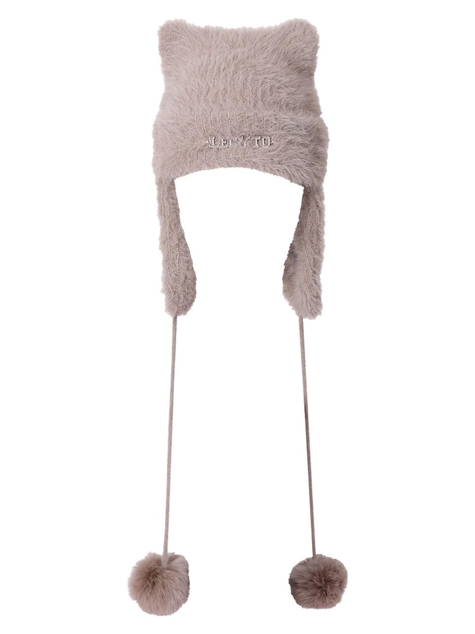 [11/3 예약배송] Angora Cat Earworm Beanie_[Brown]