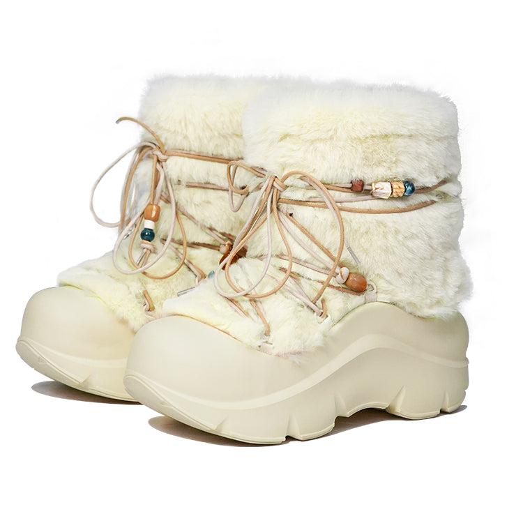 Kaalixto Fur-Lined Snow Boots - Beige / US 3.5 MEN/US 5 WOMEN=IT 35 / Unisex