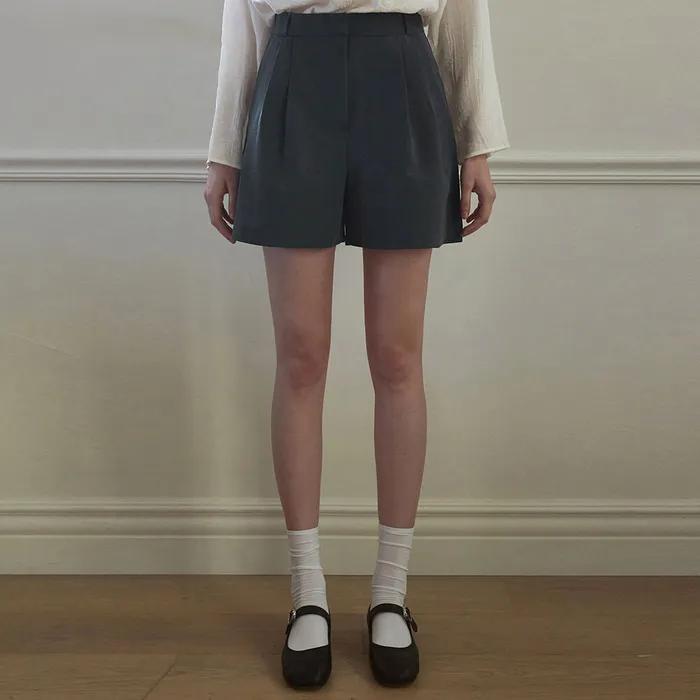 CLASSIC PINTUCK SHORTS_CHARCOAL