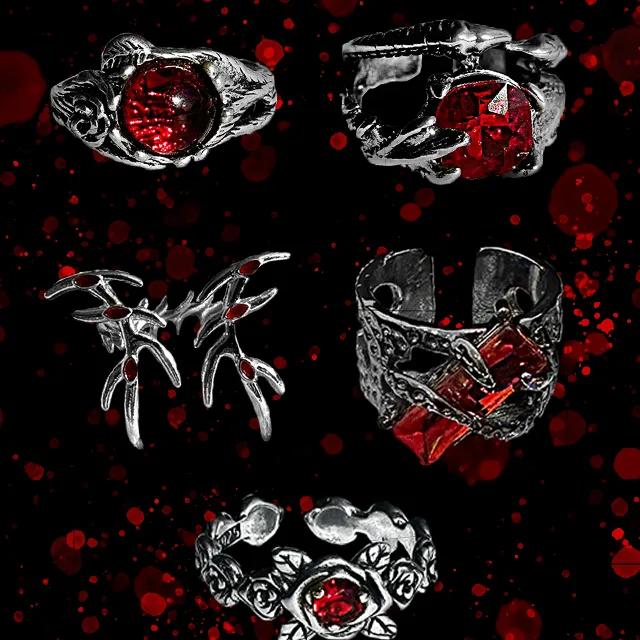 Blood Red rings collection 레드링 오픈링 오픈반지 모음전 빈티지 유니크 스트릿 댄서 반지