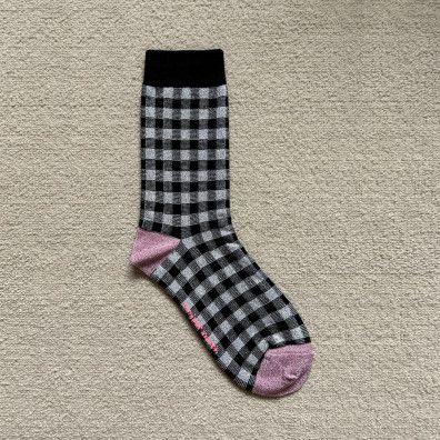 Glitter check socks_black