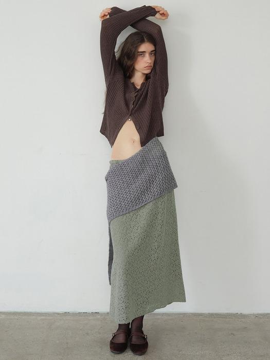 알파카-울 레이어드 스커트 GRAY