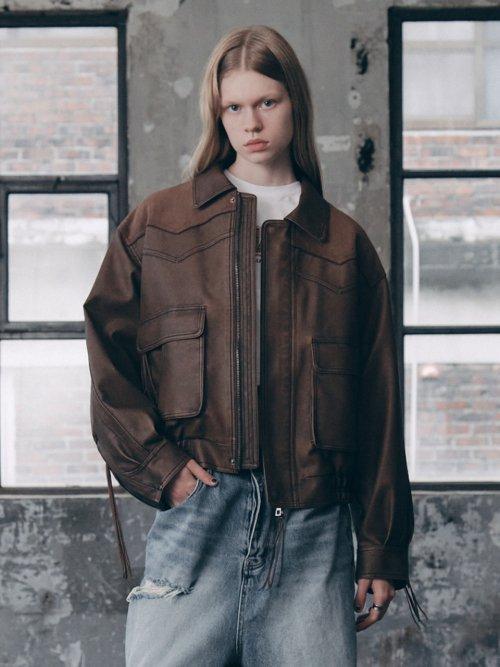 TASSEL LEATHER JACKET BROWN
