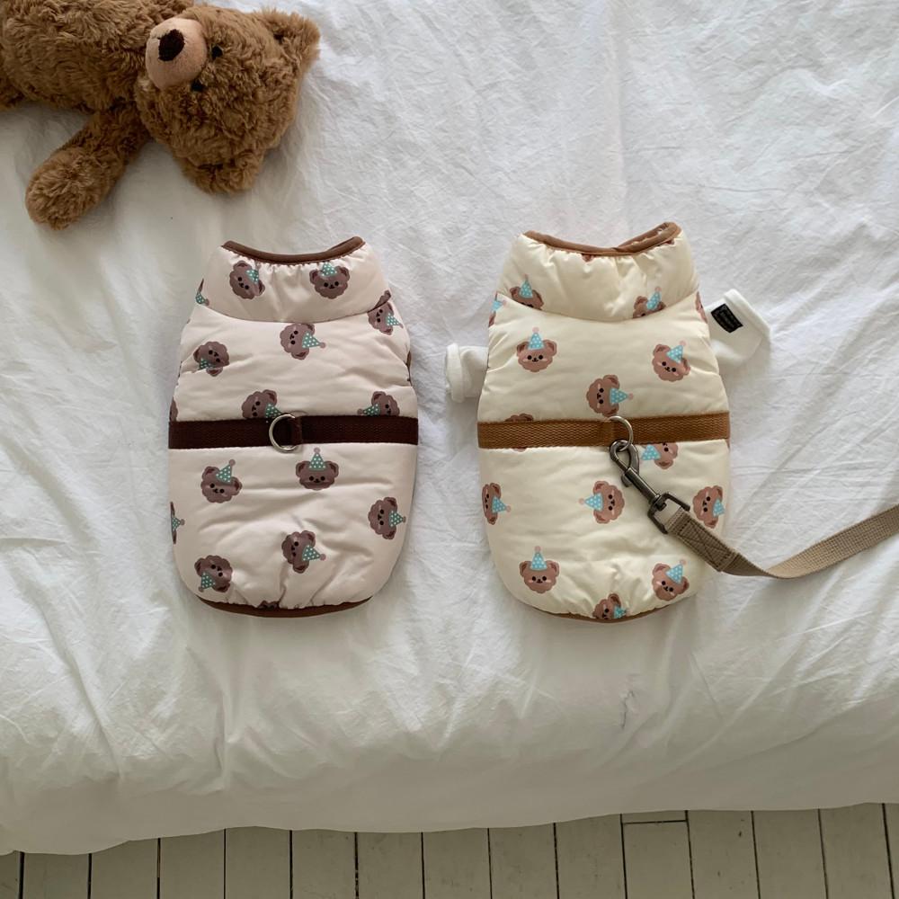 강아지패딩조끼 방수패딩 꼬깔곰패딩조끼 S-2XL