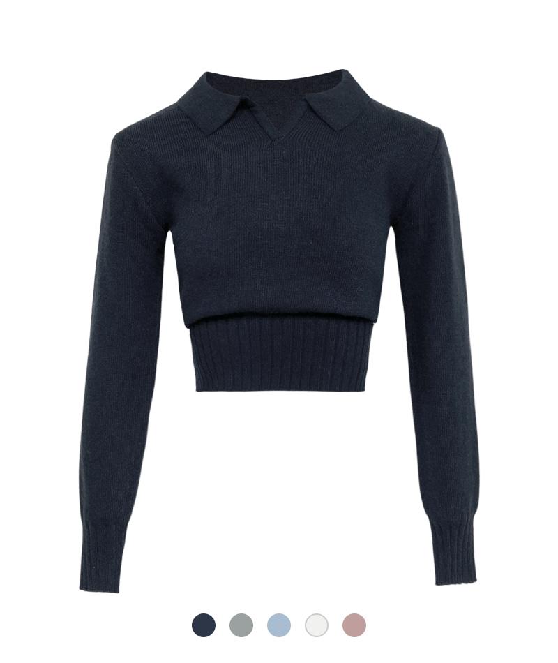 솔리드 카라 슬림 니트