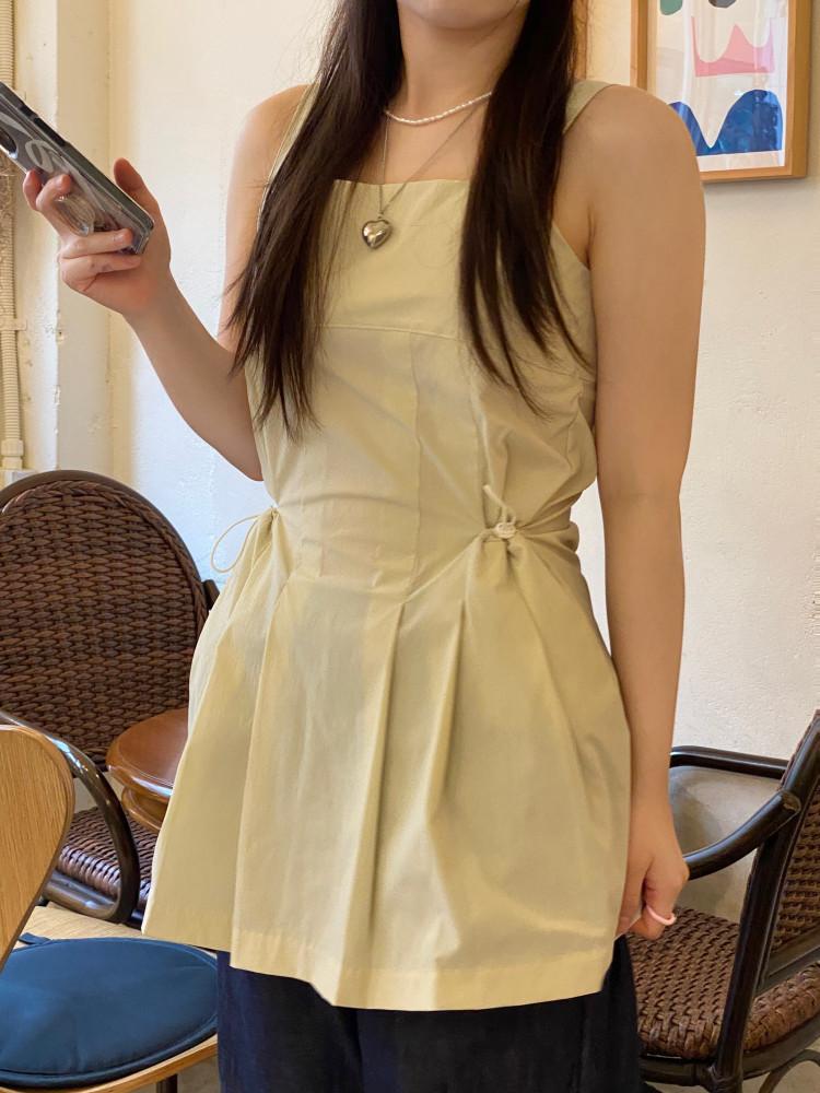 shirring long blouse