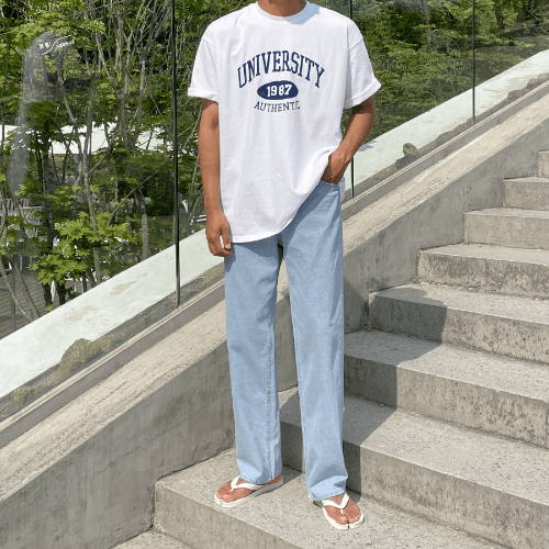 유니버시티 오버핏 반팔 티셔츠