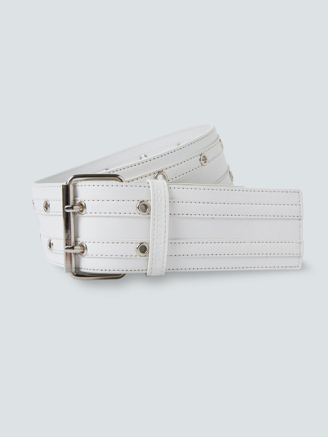 ​​Two line eyelet belt_White