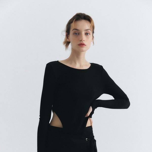 LONG SLEEVE BODYSUIT, BLACK