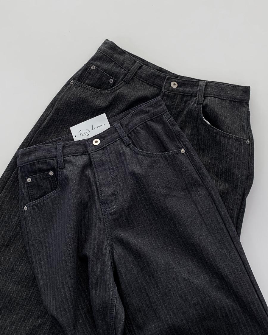 스트라이프 논페이드 기모 본딩 데님