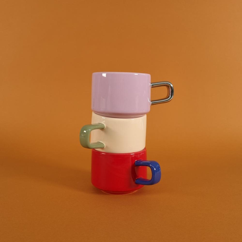 투톤 컬러 찻잔 세트