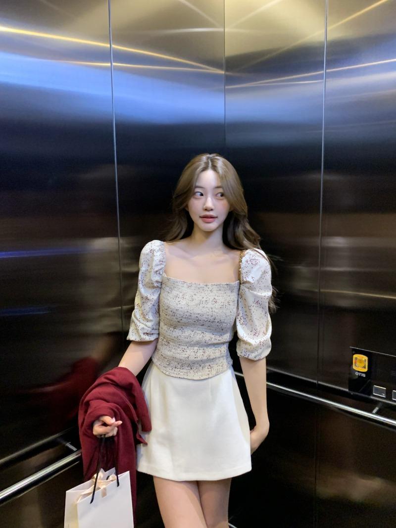 knit volume skirt_ivory