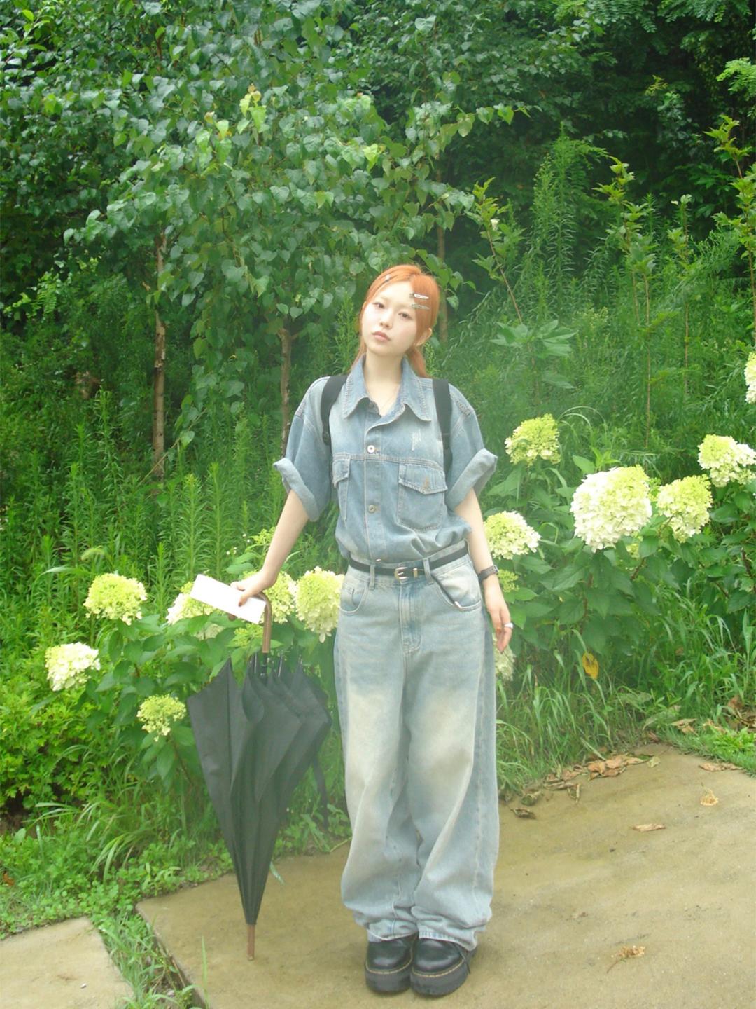 vint over denim shirts