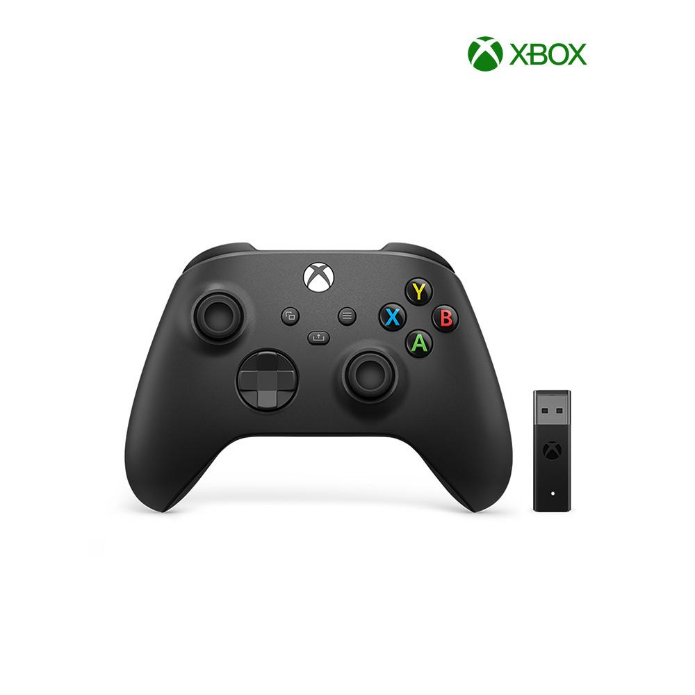 Xbox 무선 컨트롤러 카본 블랙 + Windows 10용 무선 어댑터