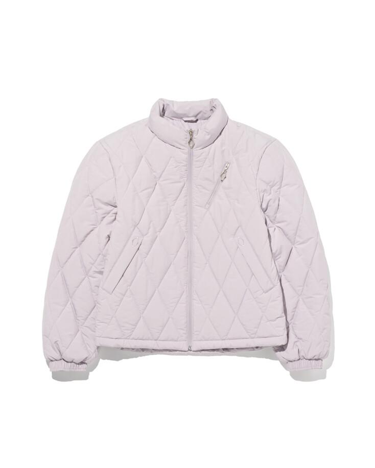 RHOMBUS QUILTED BOMBER JACKET - LIGHT PINK GREY