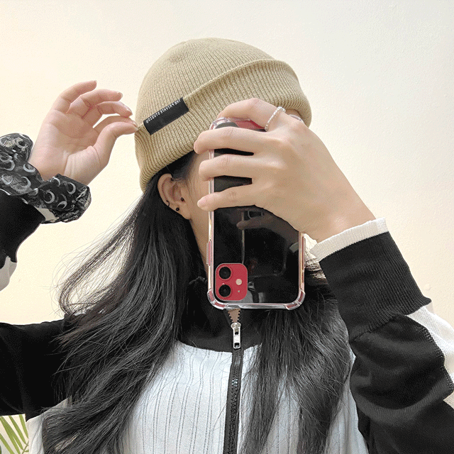 남녀공용 라벨 포인트 롱 숏 비니 와치캡 모자