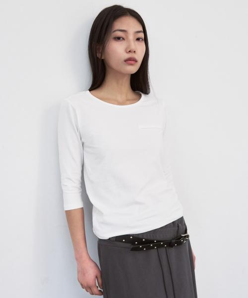 7부 스틱 라운드 티셔츠 [white]