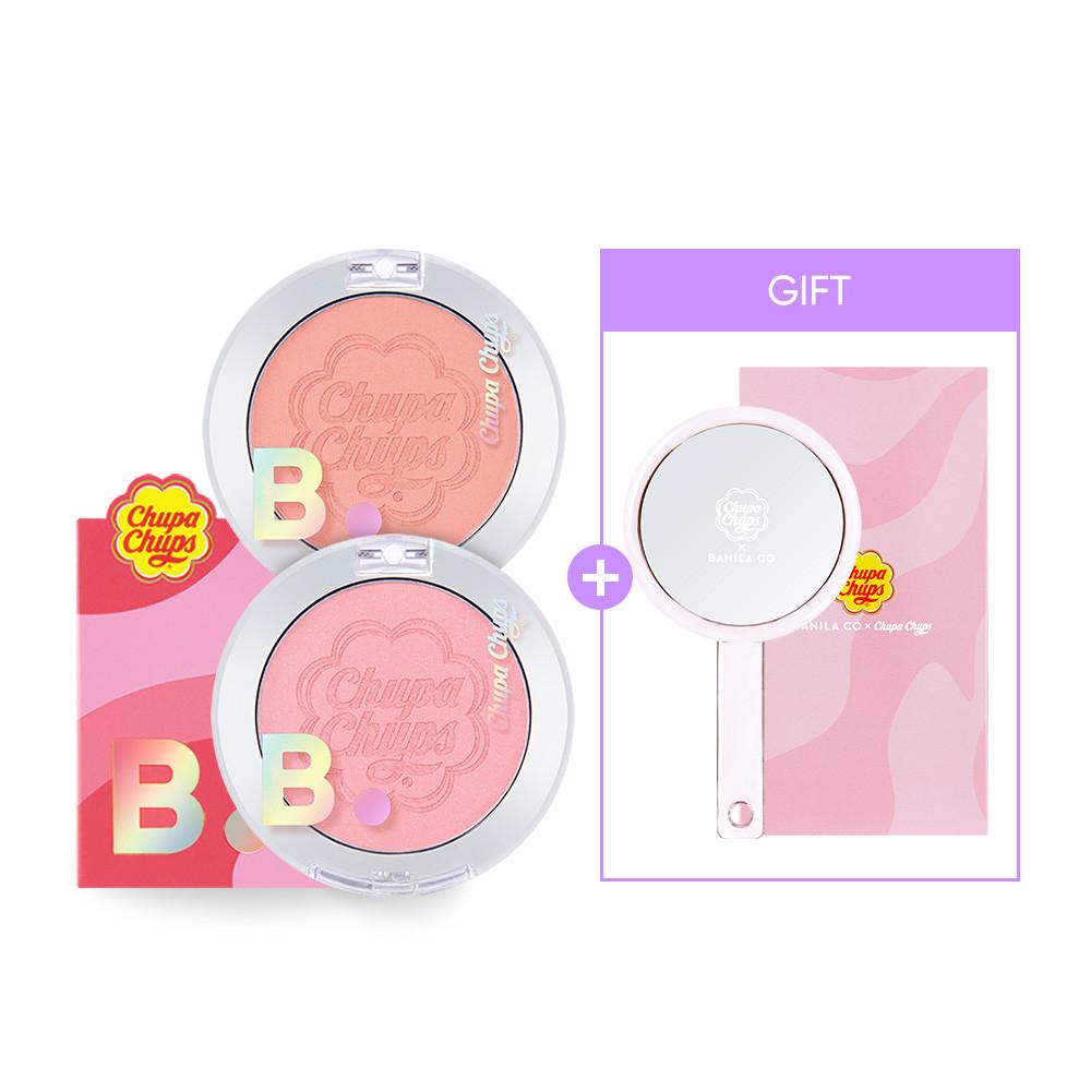[츄파춥스 콜라보] 바닐라코 프라이밍 베일 치크 / 블러셔 / 볼터치 / 블러쉬 듀오 6g (증정: 원형미러)