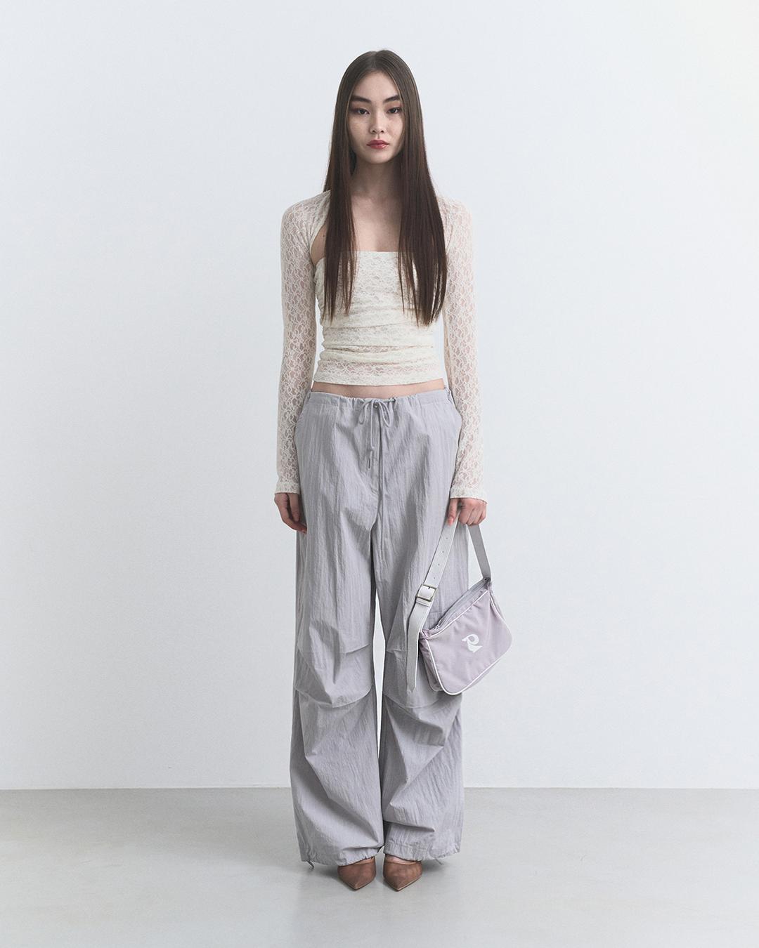 TUCK WIDE PANTS, GREY