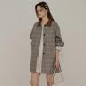 Leather point check trench coat [TISP05CT03]_Gray