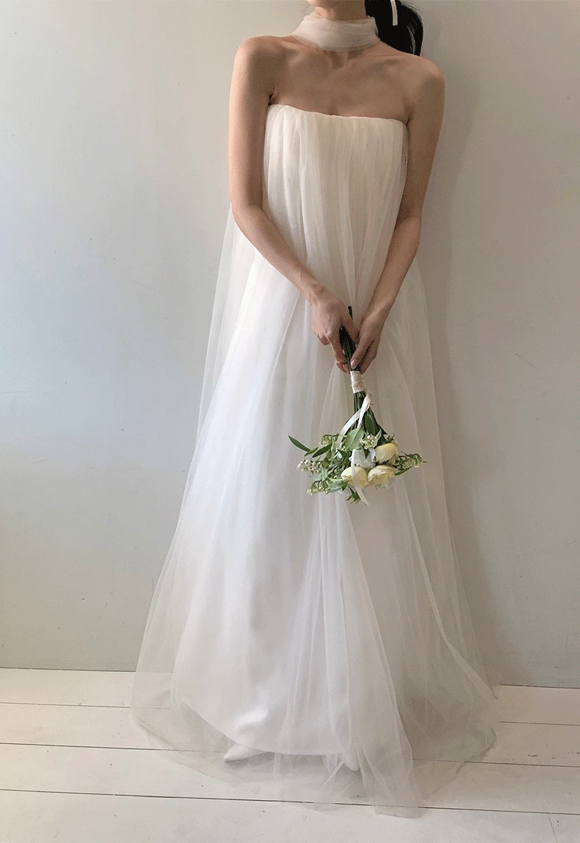 (Made) 크레이프 튤 드레스 / 크림피치