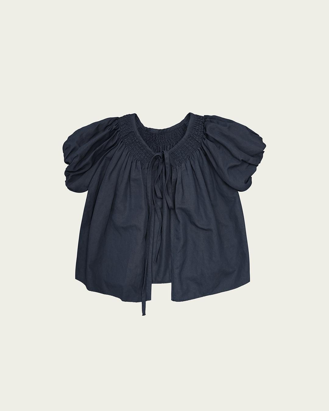 Lona Puff Blouse - Navy