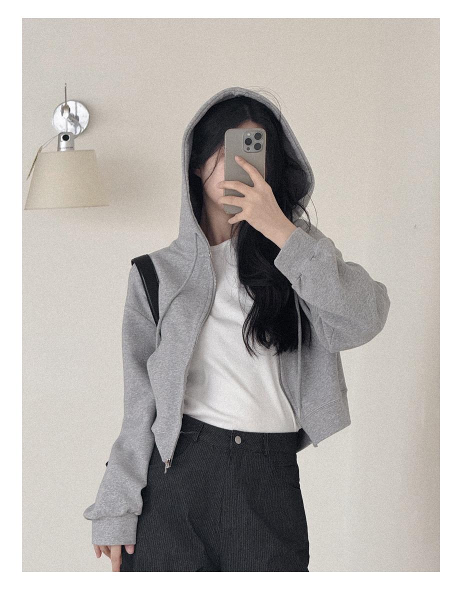 리튼 크롭 후드 [멜란지그레이]