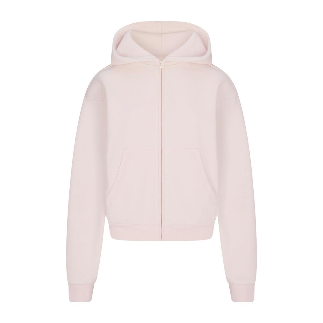 COTTON FLEECE CLASSIC ZIP UP HOODIE | BARELY PINK