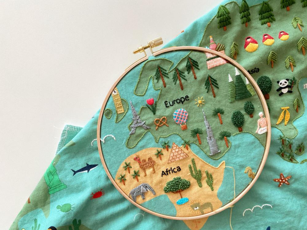 세계지도 프랑스자수