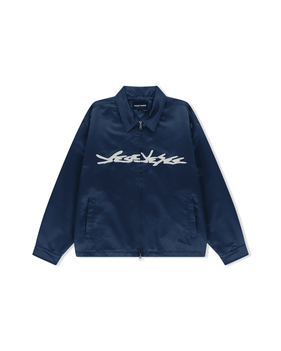 Chain Stitch Logo Coach Jacket Navy