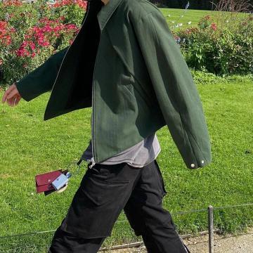 블랙 스타일 스타일 클린 바이브 문 재킷, 디자인 웨어 BV 아우터 쇼트 틈새 집업 핏 커브드 Cmmawear