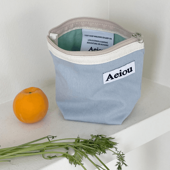 Aeiou Basic Pouch (M size) Blue Gray