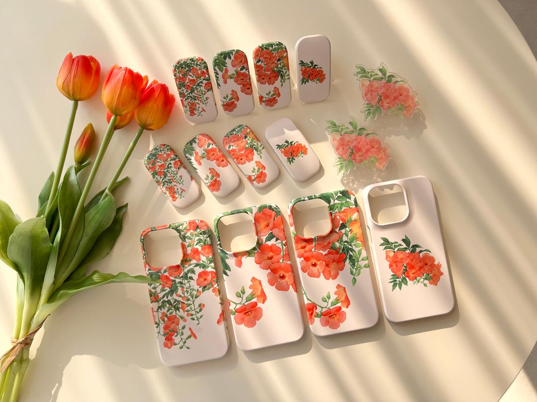 능소화 꽃 폰케이스 갤럭시s24 투명 스마트톡 스마트팝 일러스트케이스 아이폰15 z플립5