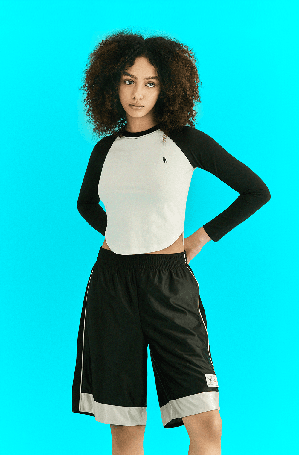 Embroidered Logo Raglan T-Shirt Black