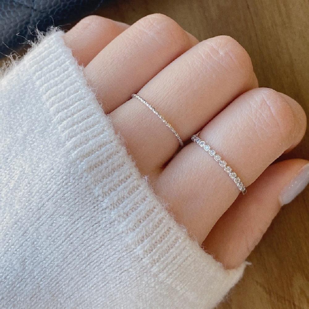 925실버반지 15석 가드링 하프 큐빅반지 레이어드링 실반지