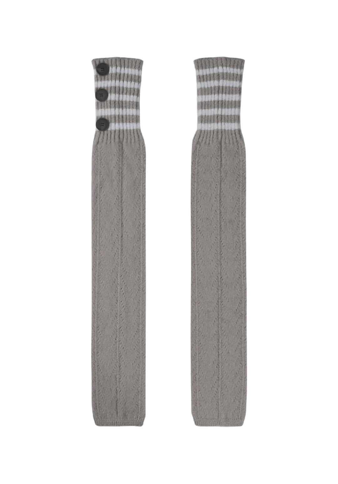 One-Side Button Leg Warmers [Gray]