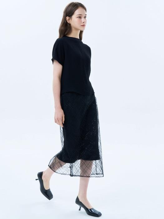 Sequin H-Line Midi Skirt_2color